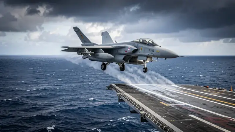 Avion AV-8B Harrier II Plus de la Armada espanola despegando del portaaviones Juan Carlos I