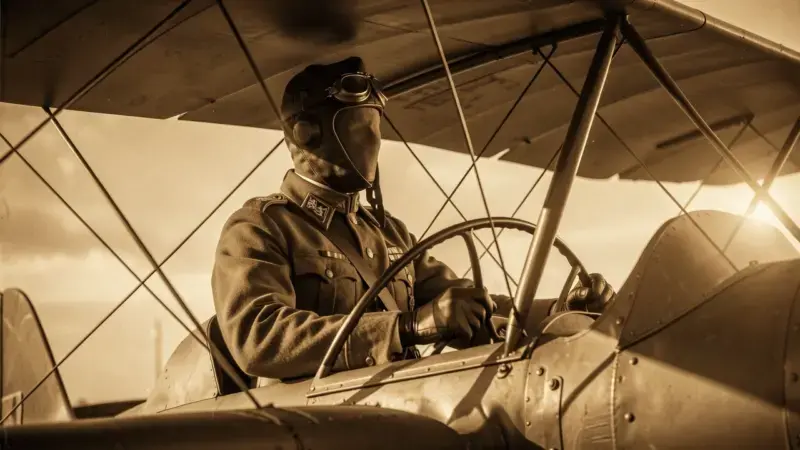 Capitan Carlos de Haya aviador militar espanol en la cabina de un avion de los anos 30