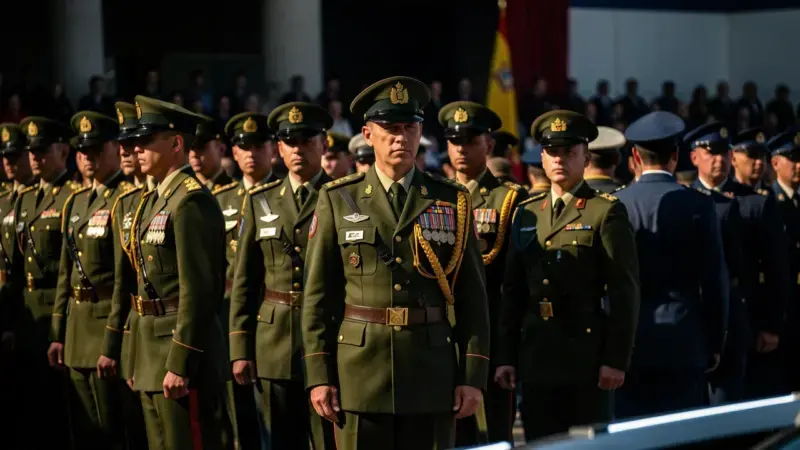 Militares espanoles de distintas especialidades en formacion oficial