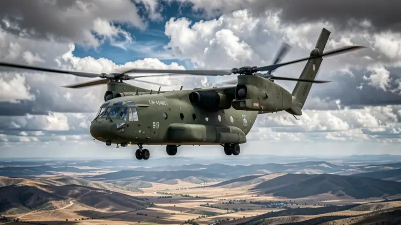 Helicoptero CH-47 Chinook de la FAMET del Ejercito de Tierra espanol en vuelo con carga