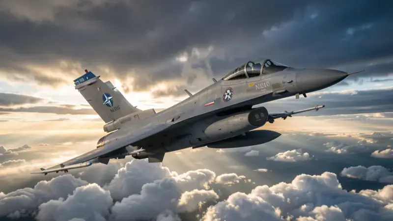 Caza F-16 Fighting Falcon en vuelo - avion que no usa Espana