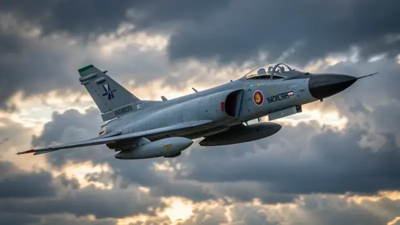 Caza F-5 Freedom Fighter del Ejercito del Aire espanol en vuelo