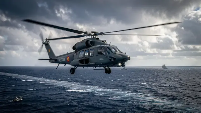 Helicoptero SH-60 Seahawk de la Armada espanola en vuelo sobre el mar